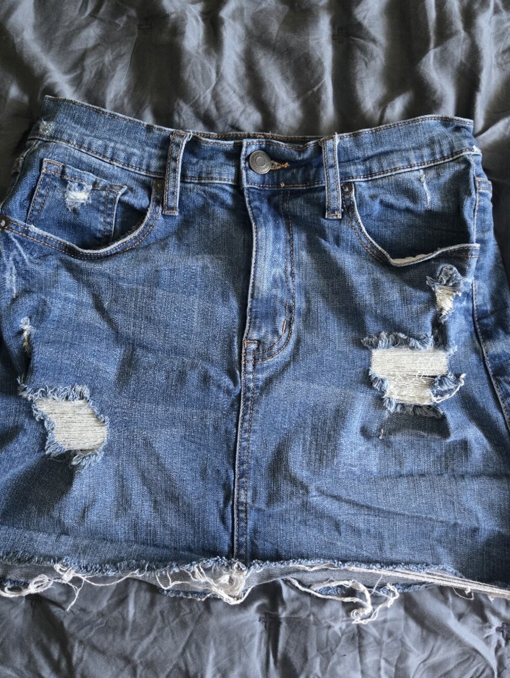 Aeropostale Distressed Denim Mini Skirt - Blue Sz 8